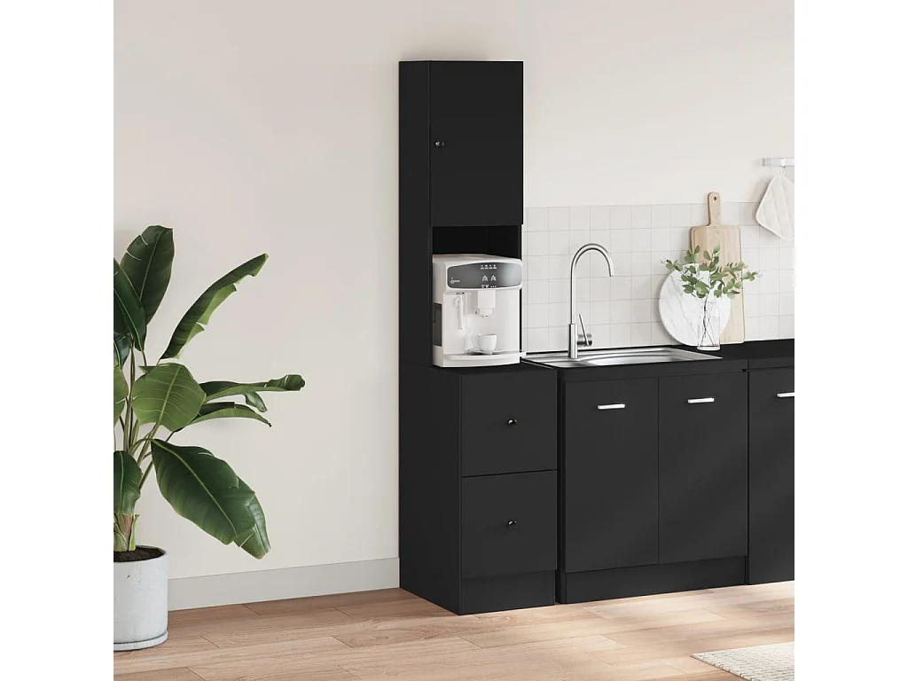 Armoire de cuisine noir 35x50x180 cm bois d'ingénierie