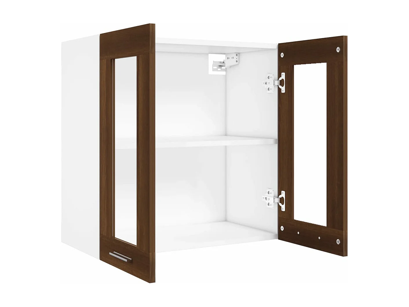 Armário de vidro suspenso em madeira de carvalho marrom