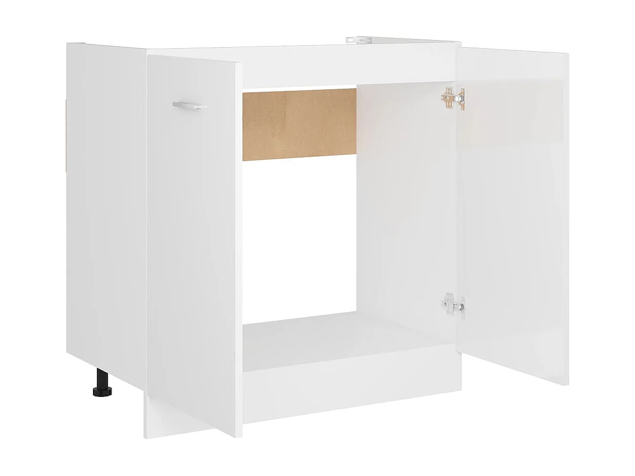 Armoire de plancher d'évier Blanc brillant Bois d’ingénierie