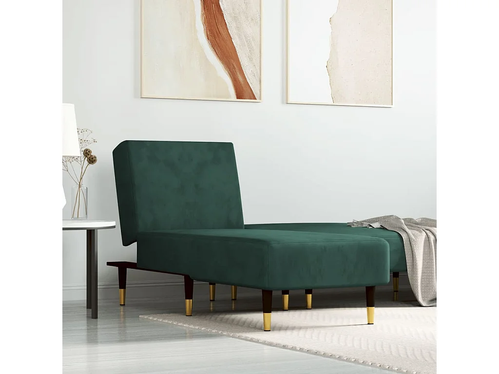 Chaise longue vert foncé velours