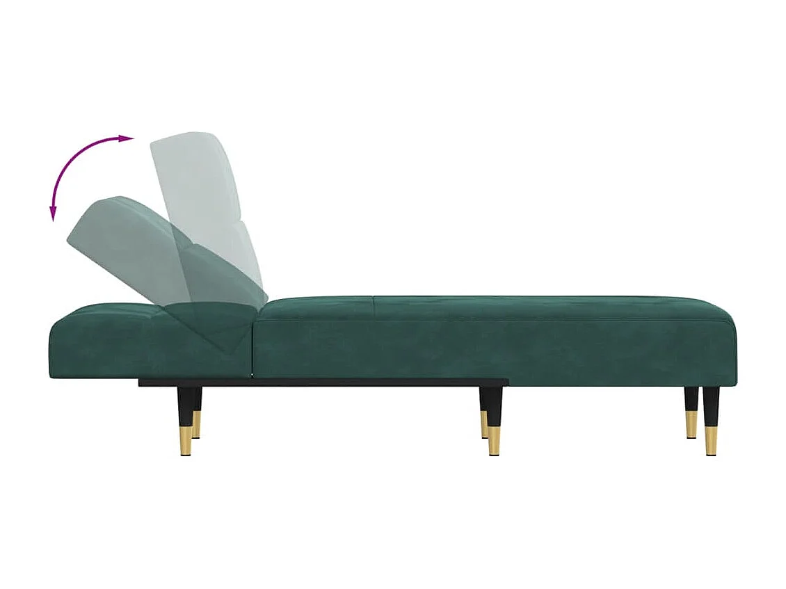 Chaise longue vert foncé velours