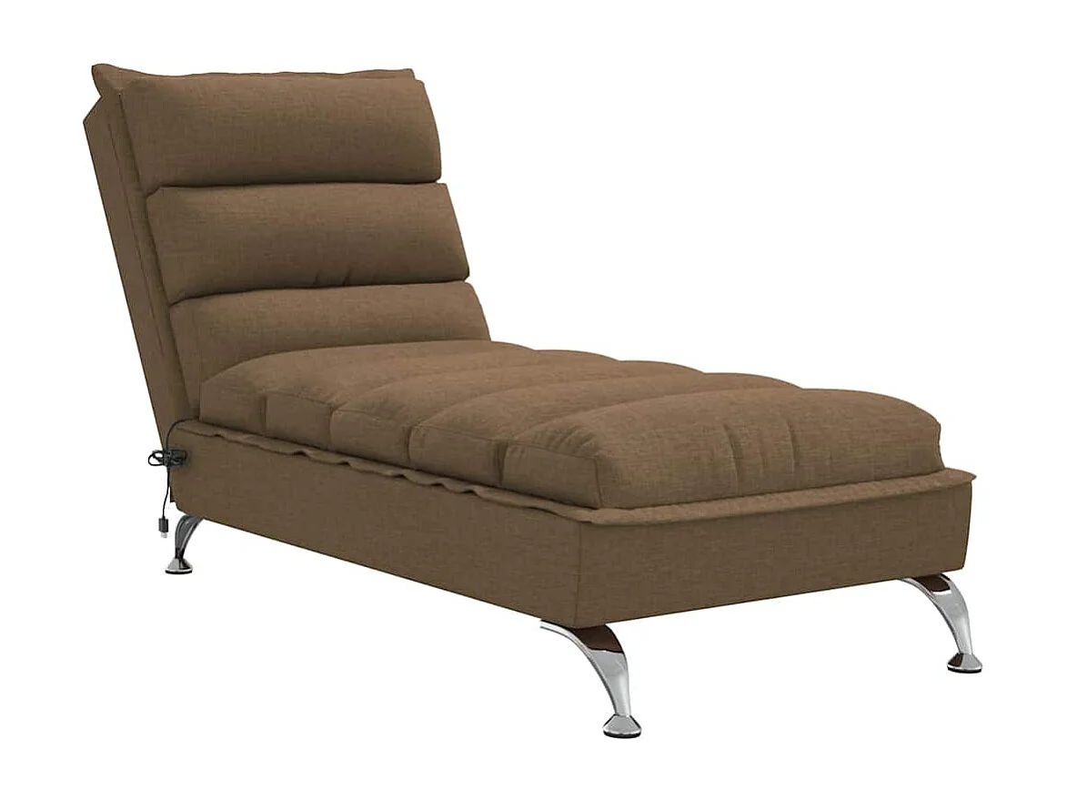 Chaise longue de massage avec coussins marron tissu