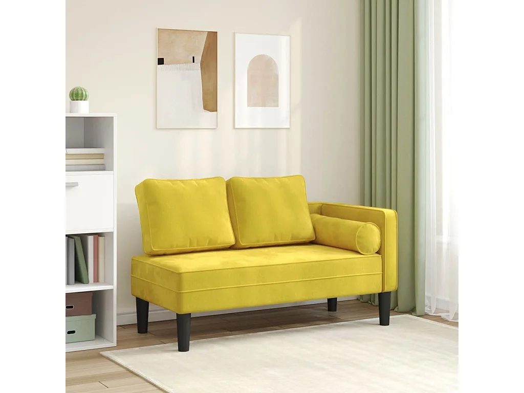 Espreguiçadeira com almofadas de veludo amarelo