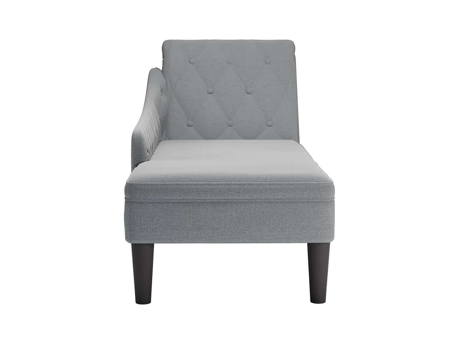 Fauteuil long avec coussin et accoudoir droit gris clair tissu