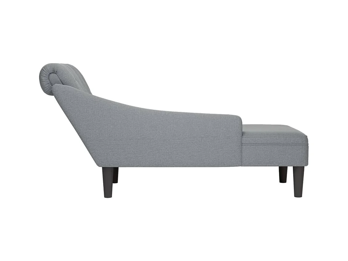 Fauteuil long avec coussin et accoudoir droit gris clair tissu