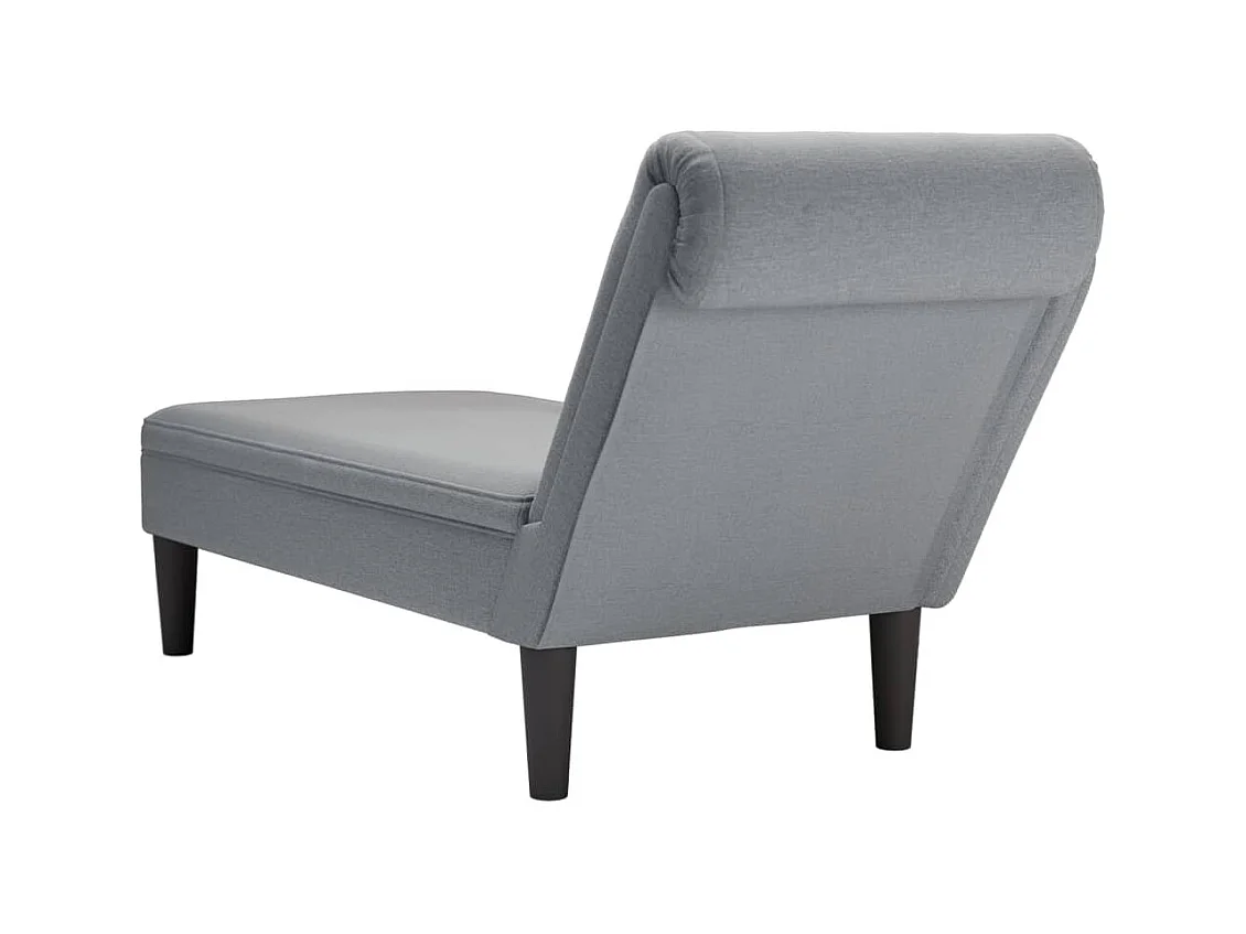 Fauteuil long avec coussin et accoudoir droit gris clair tissu