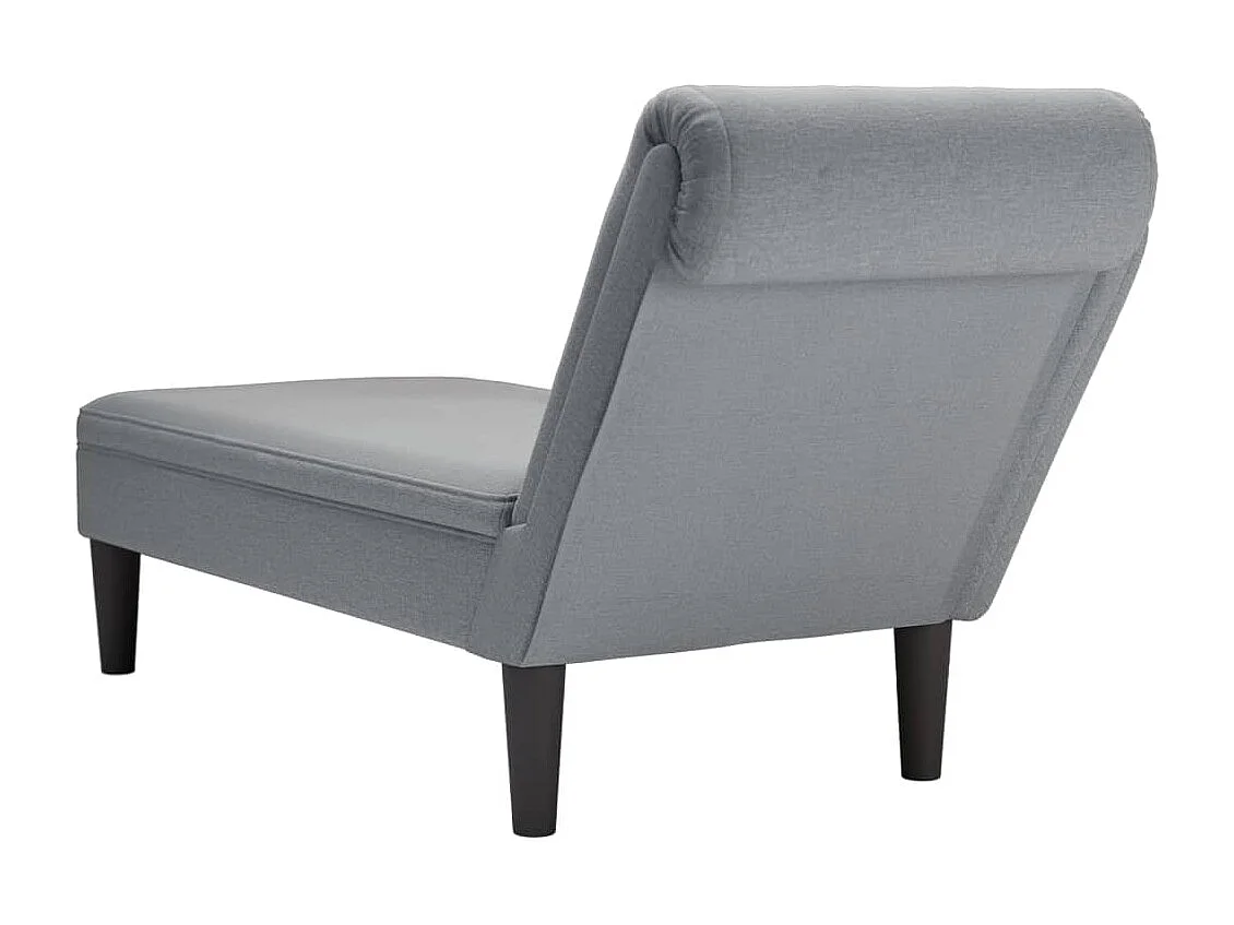 Fauteuil long avec coussin et accoudoir droit gris clair tissu