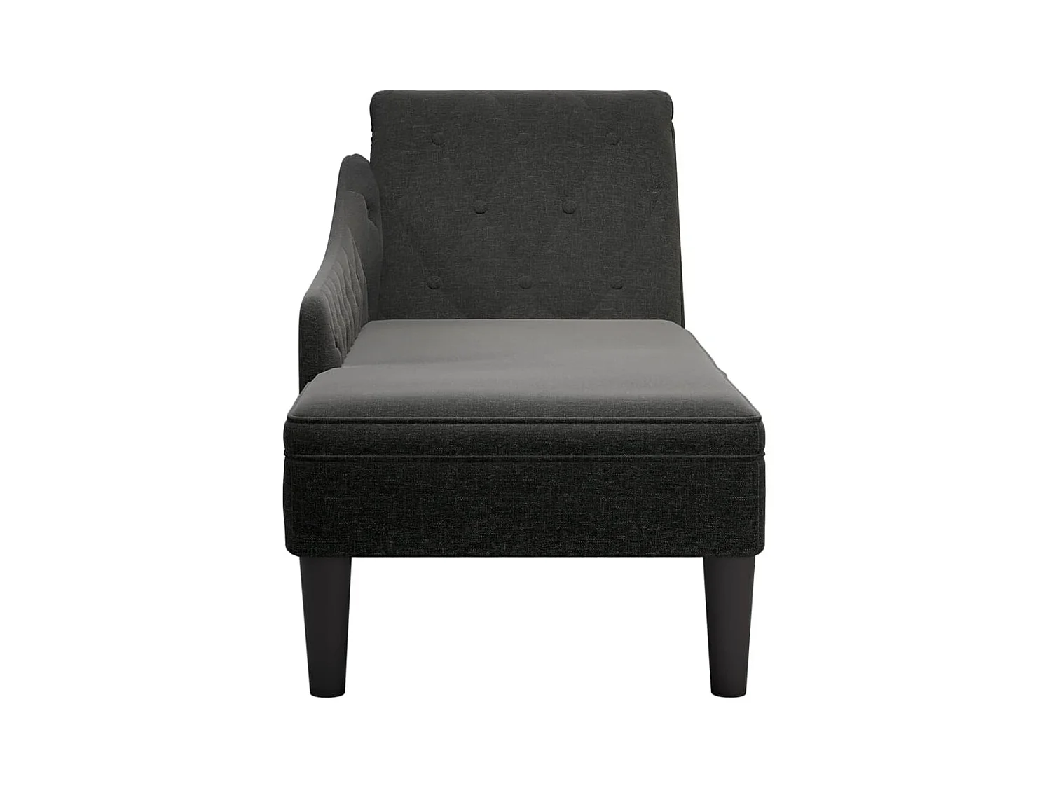 Fauteuil long avec coussin et accoudoir droit noir tissu