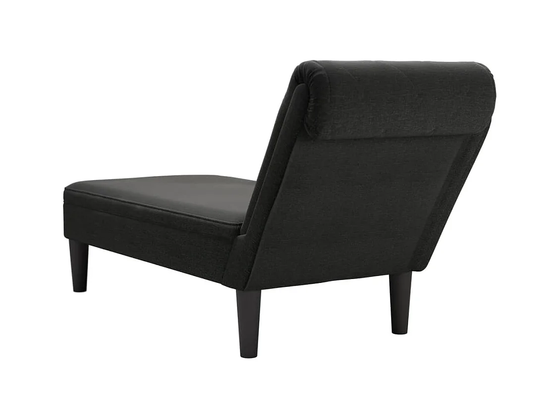 Fauteuil long avec coussin et accoudoir droit noir tissu