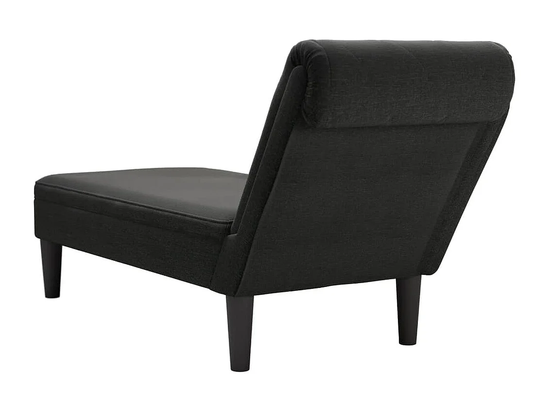 Fauteuil long avec coussin et accoudoir droit noir tissu