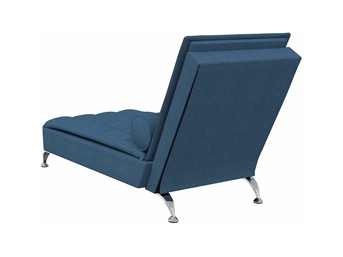 Chaise longue de massage avec traversin bleu tissu