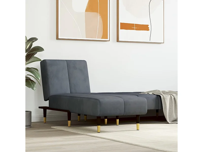Chaise longue gris foncé velours
