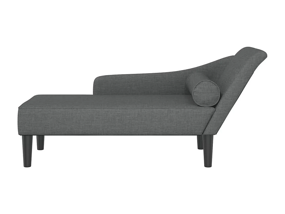 Sillón con cojines de tela gris oscuro.