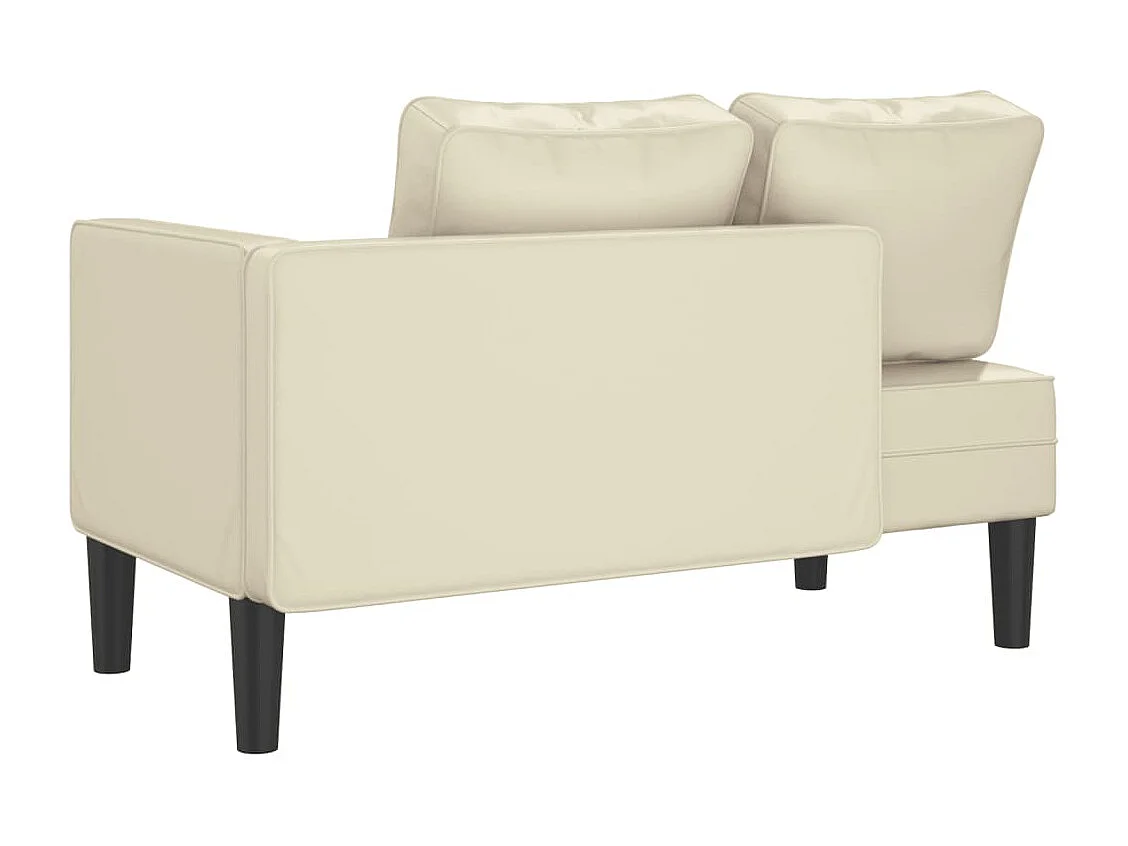 Chaise longue avec coussins crème similicuir