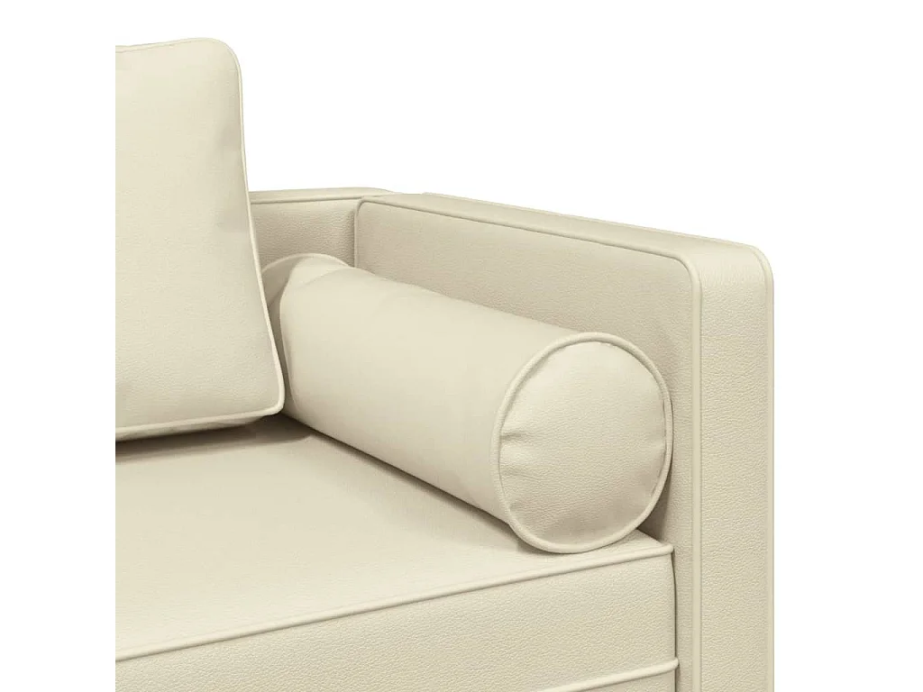 Chaise longue avec coussins crème similicuir