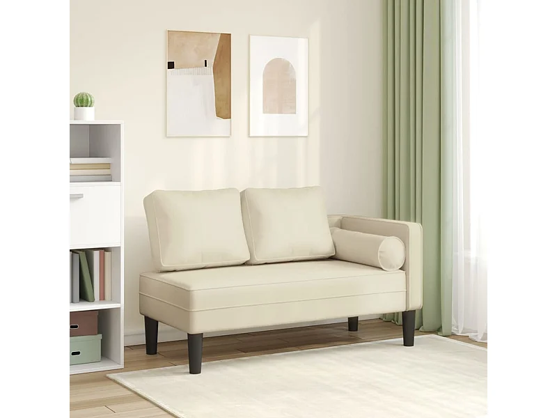Chaise longue avec coussins crème similicuir