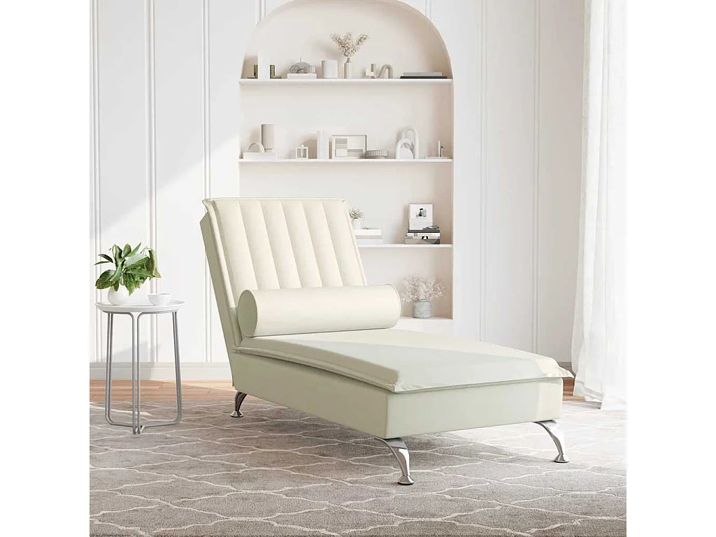 Sillón de masaje con respaldo de terciopelo color crema