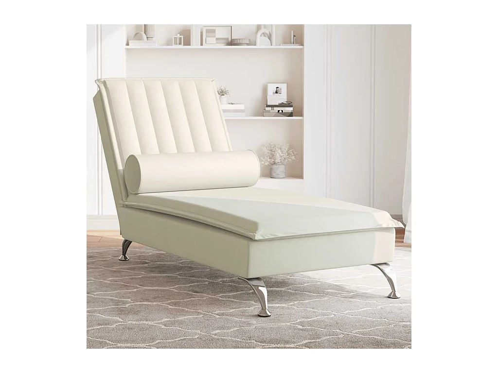 Chaise longue de massage avec traversin crème velours