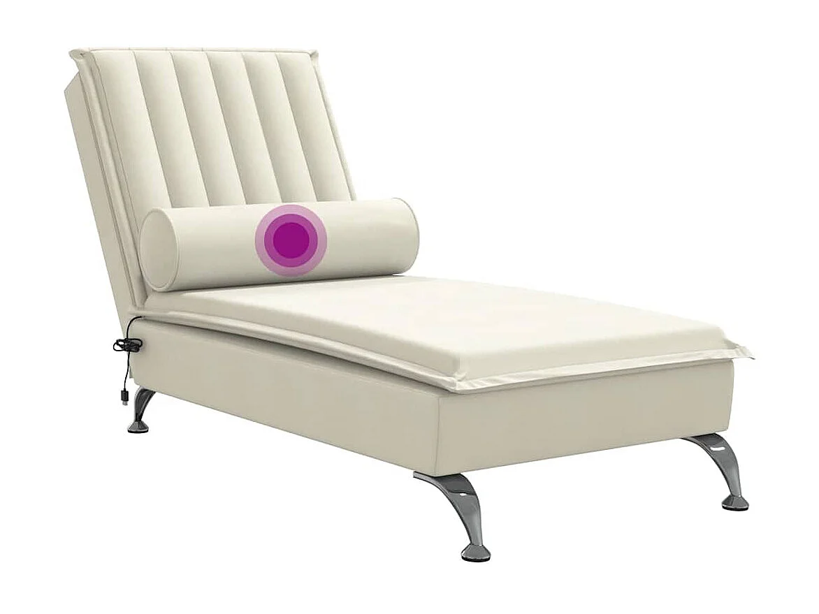 Chaise longue de massage avec traversin crème velours