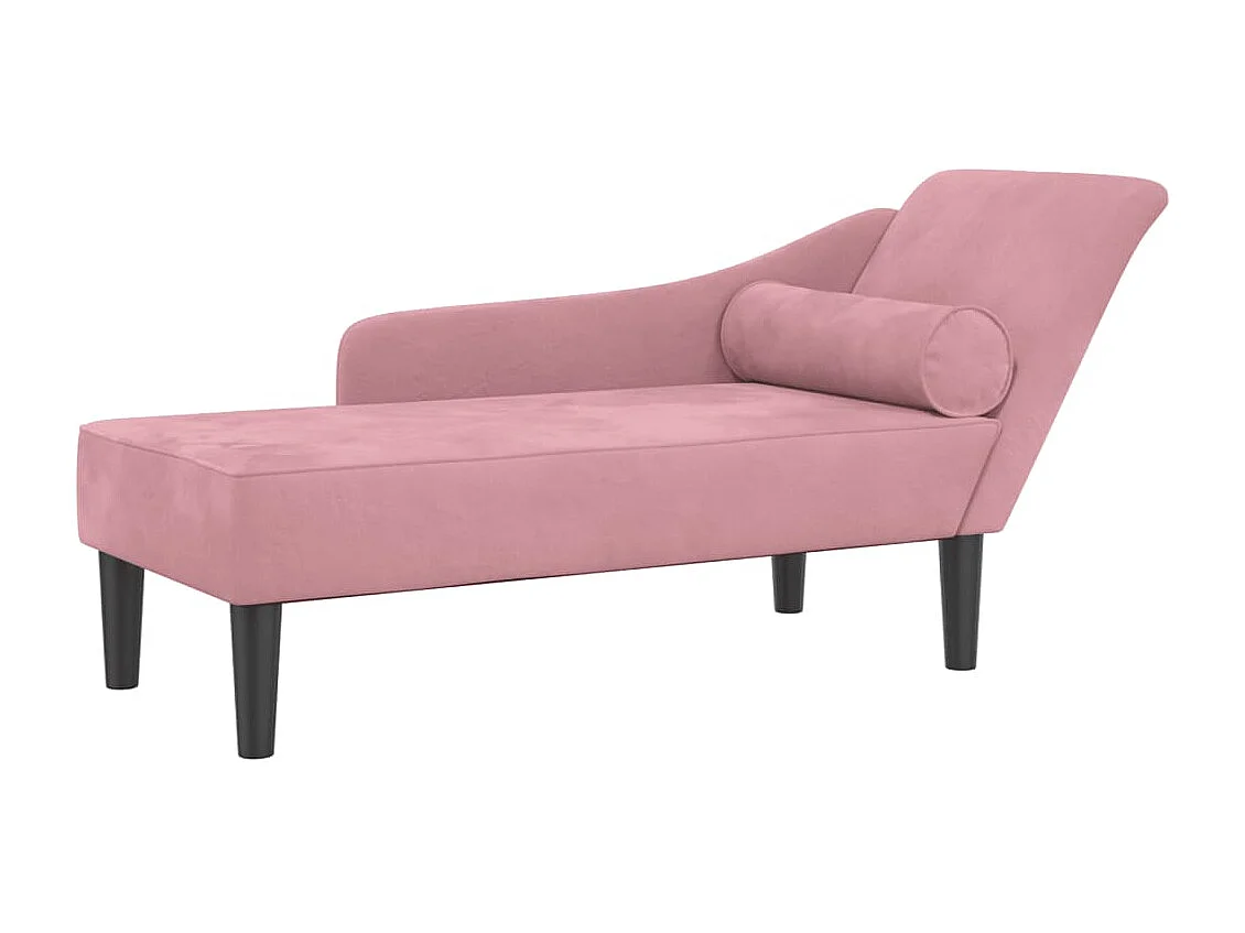 Sillón con cojines de terciopelo rosa.