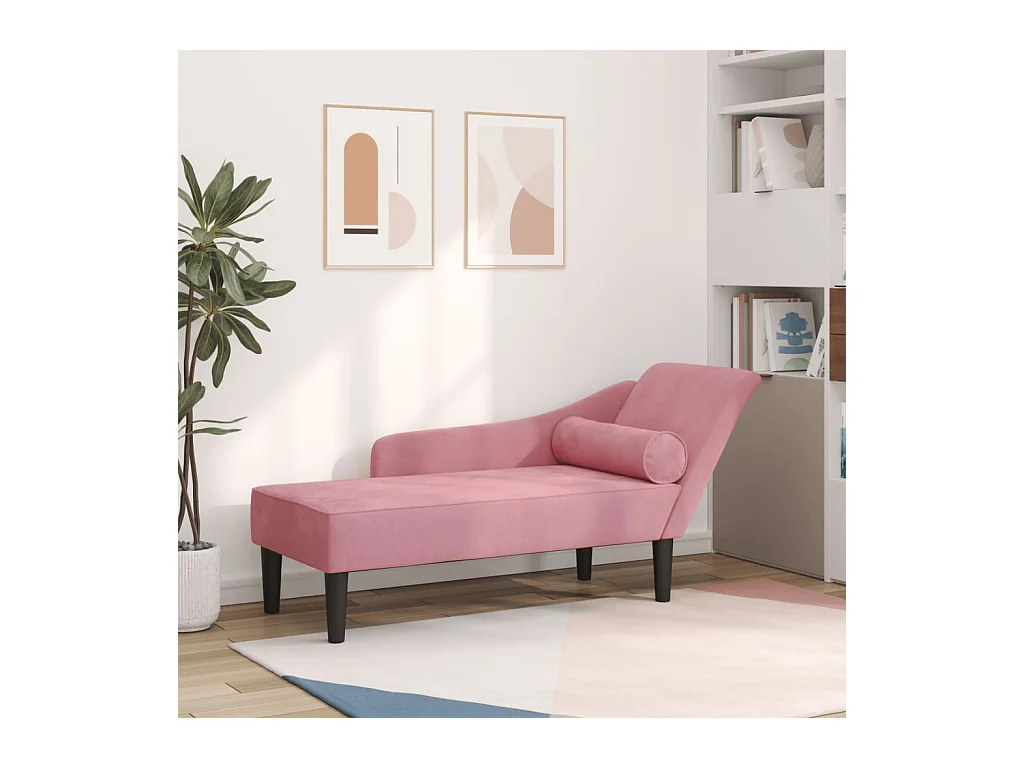 Poltrona lounge con cuscini in velluto rosa