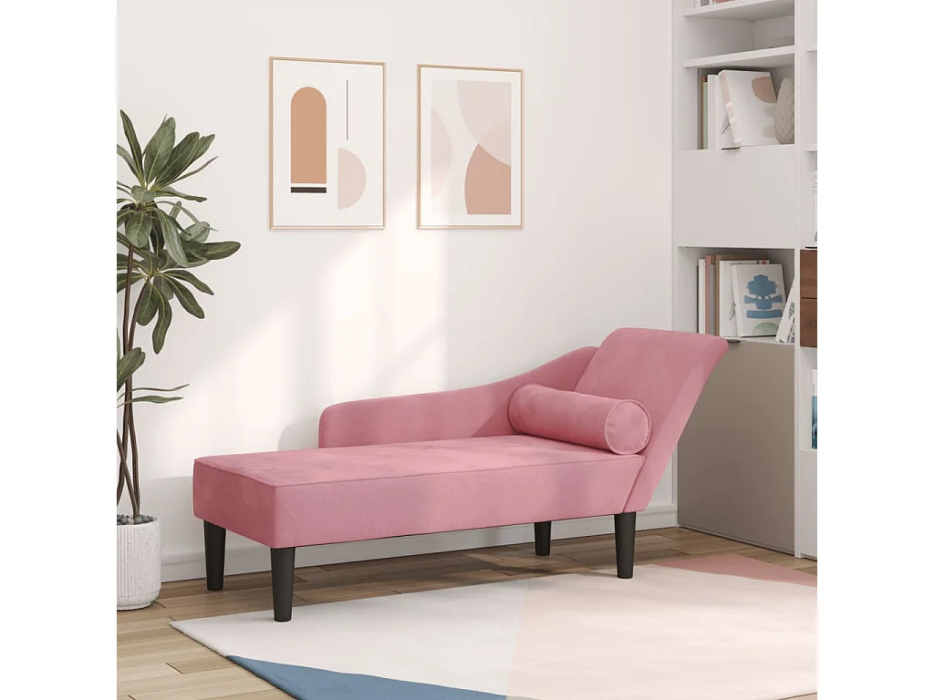 Poltrona lounge con cuscini in velluto rosa