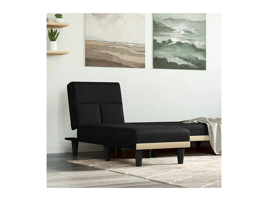 Chaise longue noir tissu