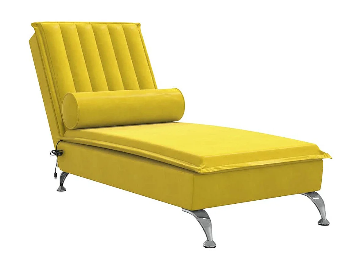 Poltrona de massagem com almofada de veludo amarelo