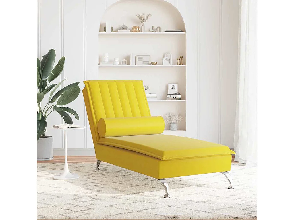Poltrona de massagem com almofada de veludo amarelo