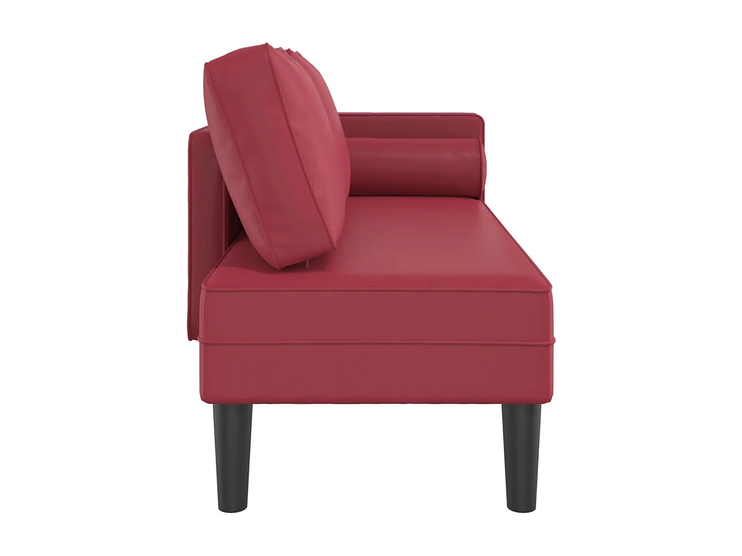 Chaise longue avec coussins rouge bordeaux similicuir