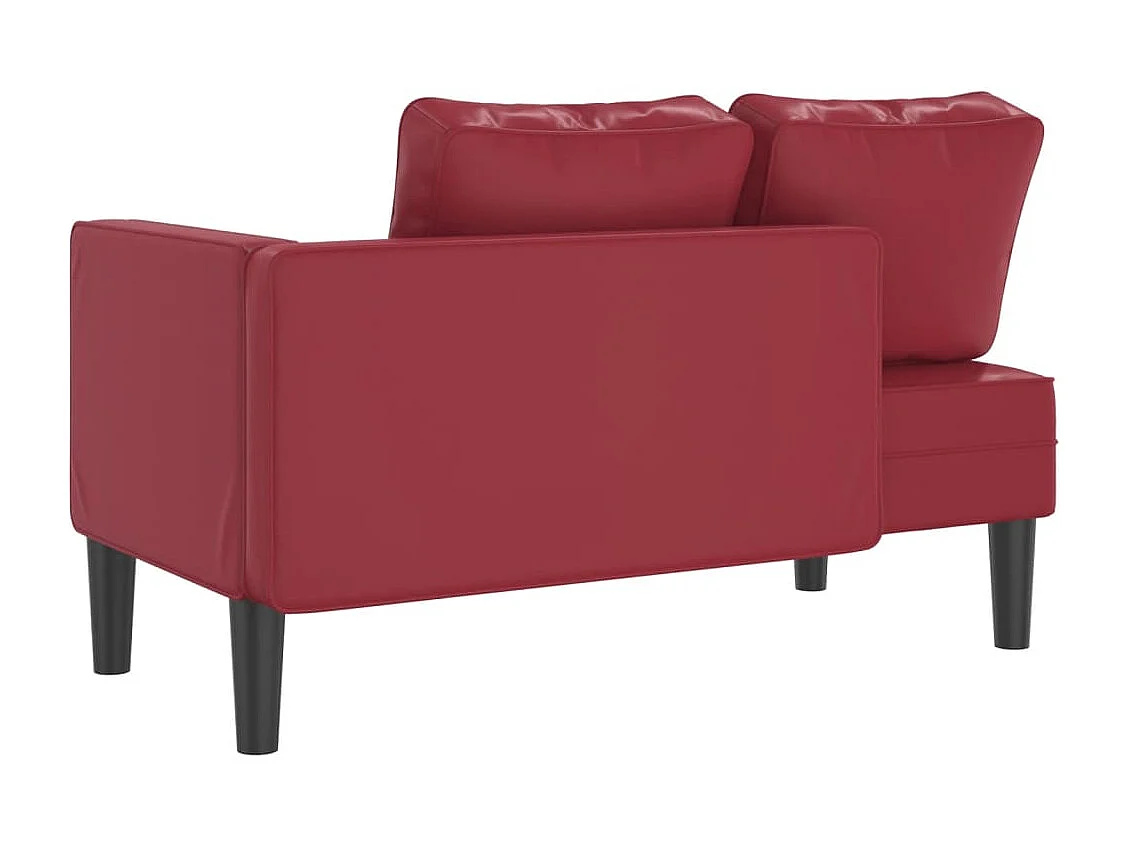 Chaise longue avec coussins rouge bordeaux similicuir
