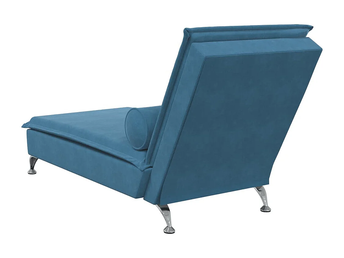 Chaise longue de massage avec traversin bleu velours
