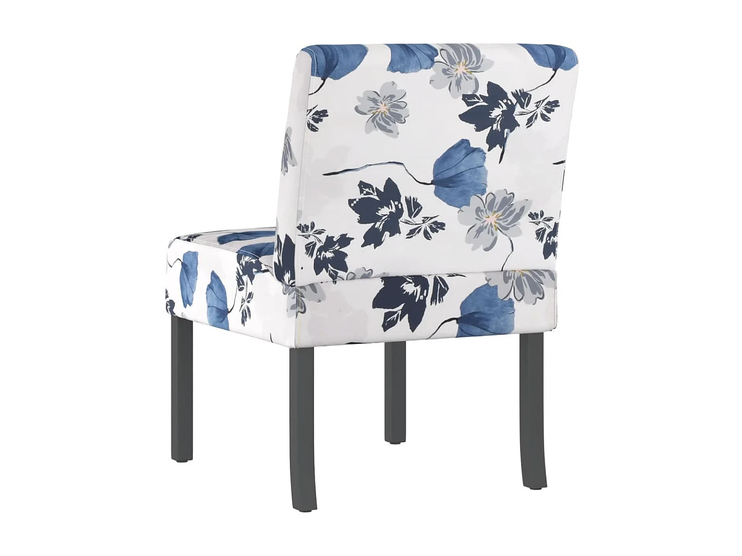 Fauteuil zonder armleuningen blauwe stof met bloemen