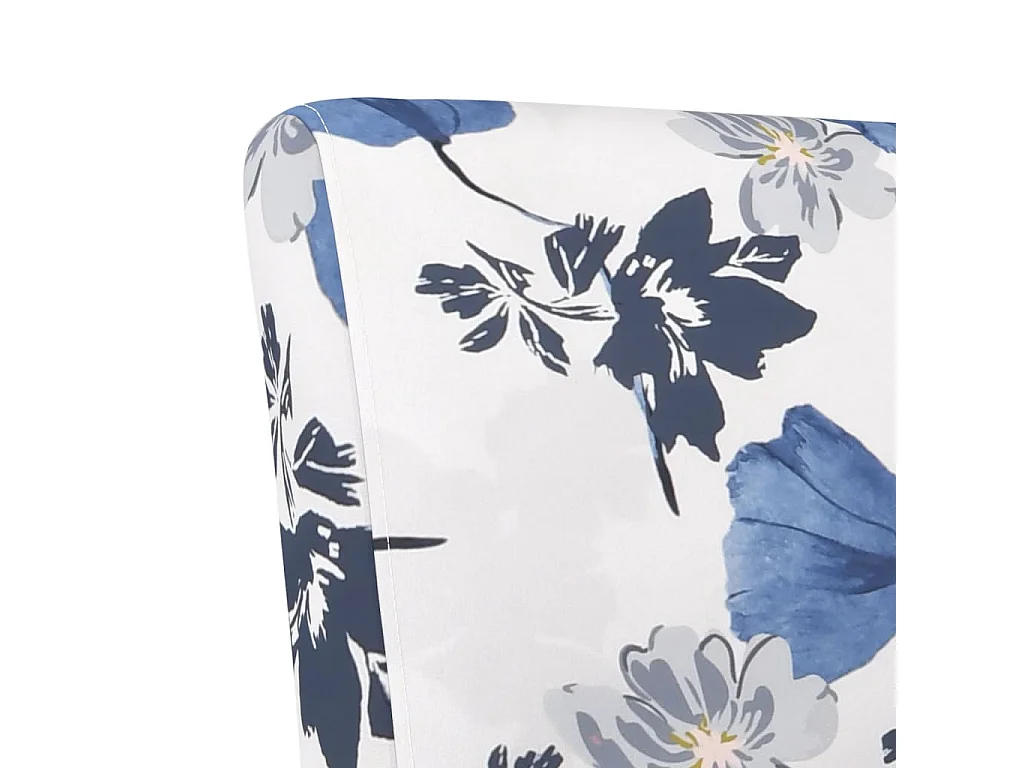 Fauteuil zonder armleuningen blauwe stof met bloemen