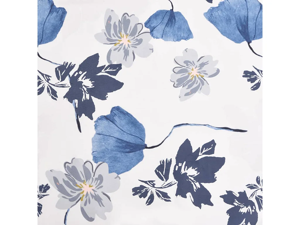 Fauteuil zonder armleuningen blauwe stof met bloemen