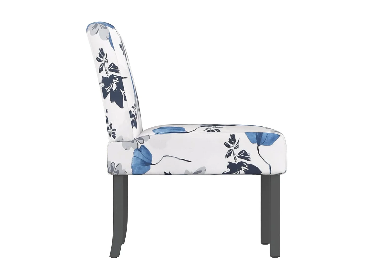 Fauteuil sans accoudoirs bleu tissu avec fleurs
