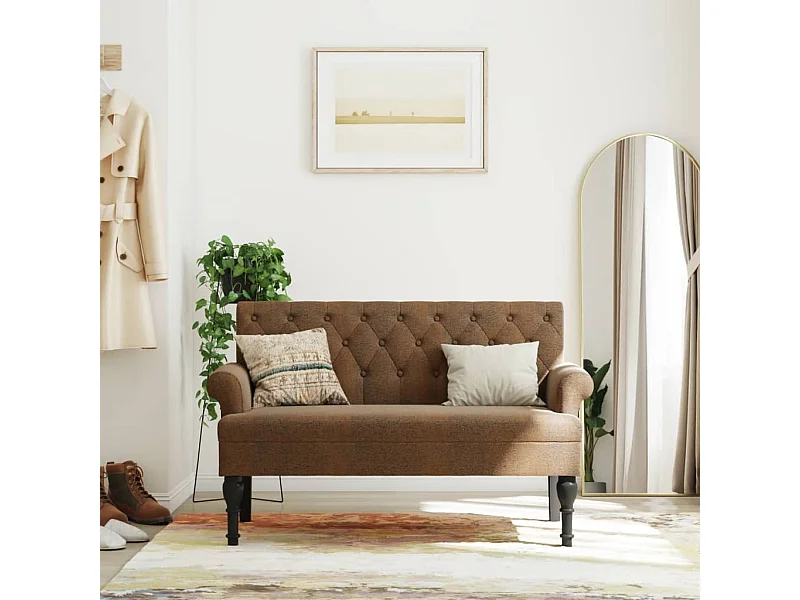 Panca con schienale marrone 120x62x75,5 cm in similpelle scamosciata