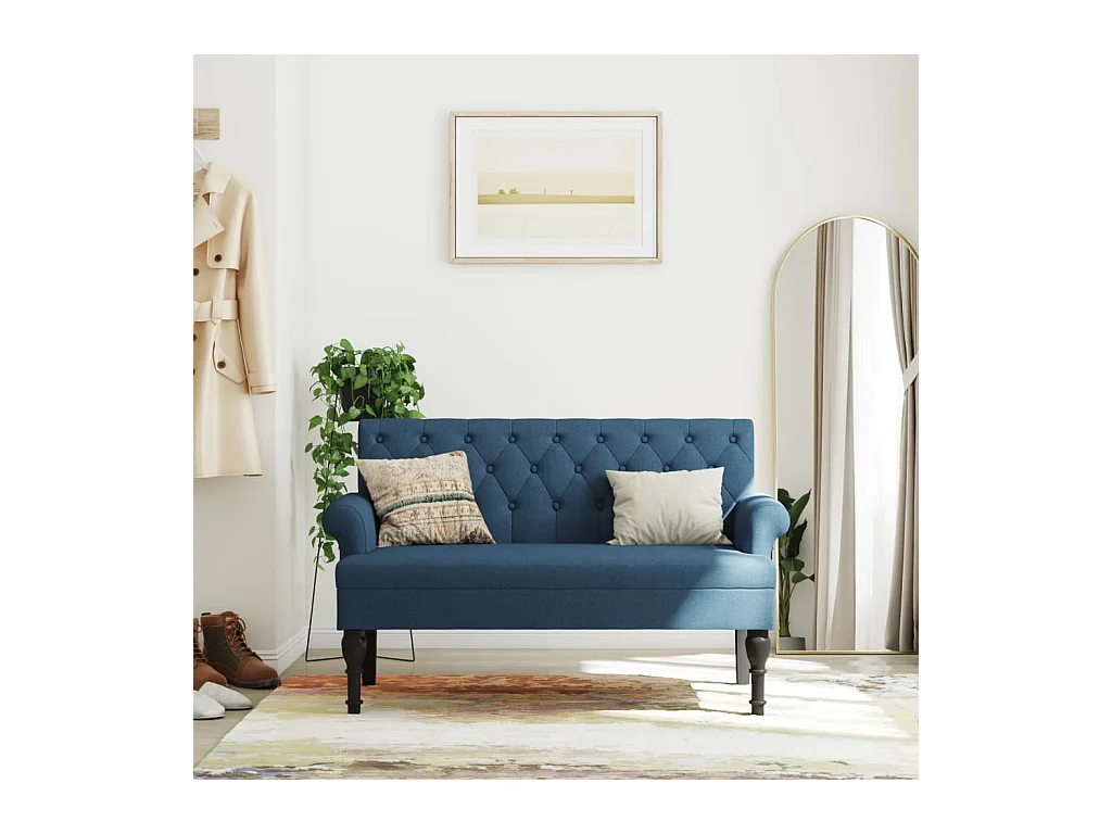 Banc avec dossier bleu 120x62x75,5 cm tissu