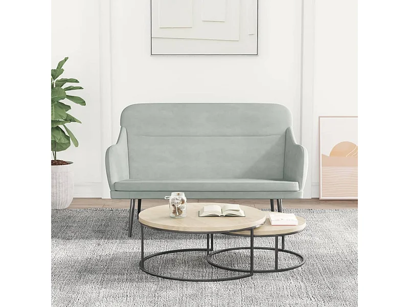 Panca Grigio Chiaro 110x76x80 cm Velluto