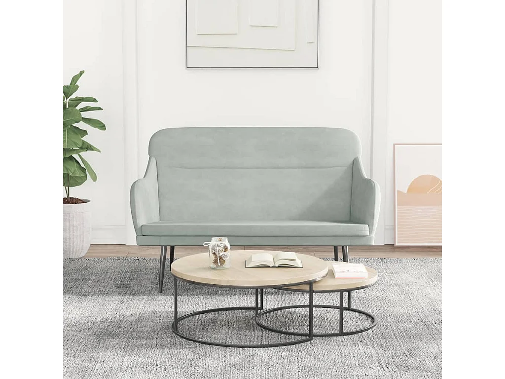 Panca Grigio Chiaro 110x76x80 cm Velluto
