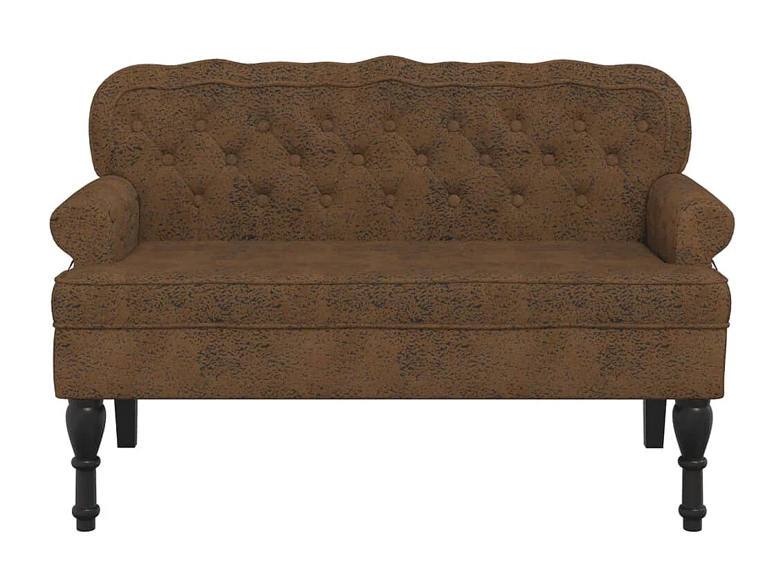 Banco con respaldo marrón 119,5x64,5x75 cm símil piel ante