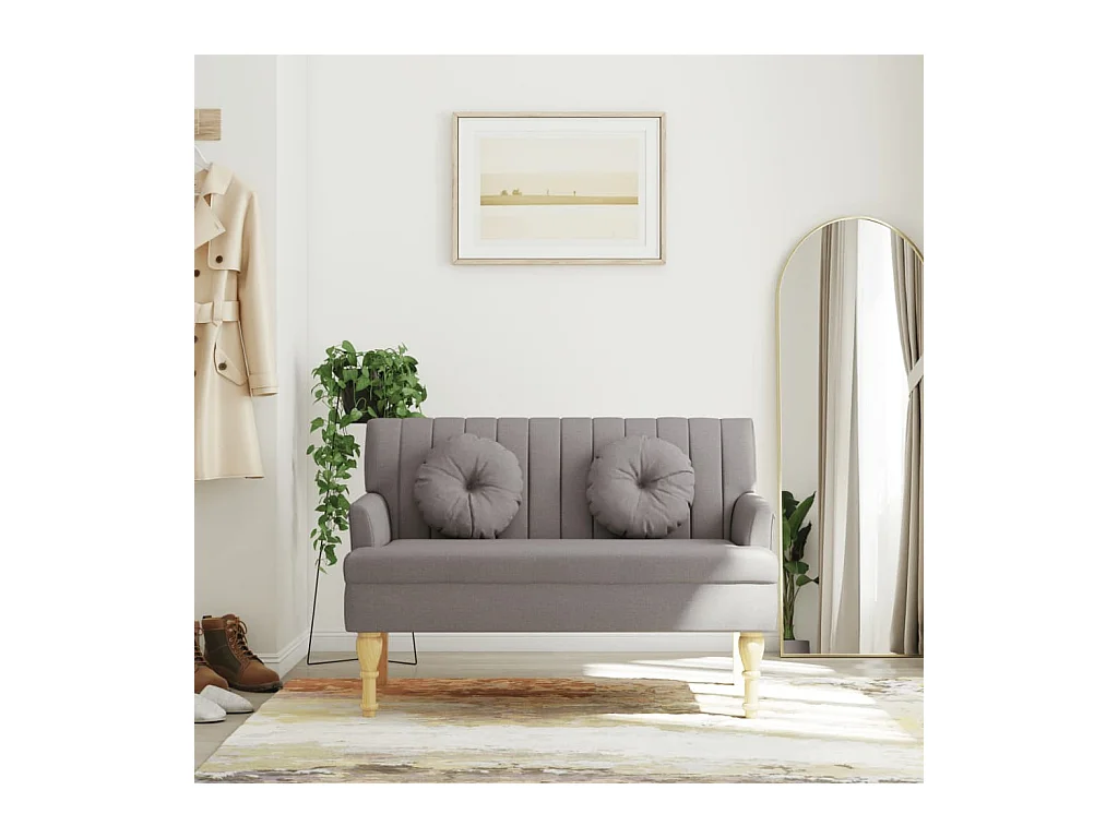 Bank mit taupefarbenen Kissen 113x64,5x75,5 cm Stoff