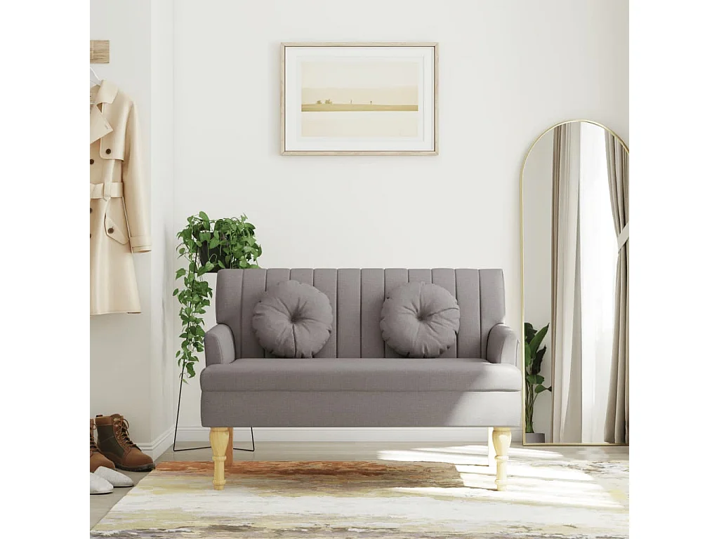 Banc avec coussins taupe 113x64,5x75,5 cm tissu