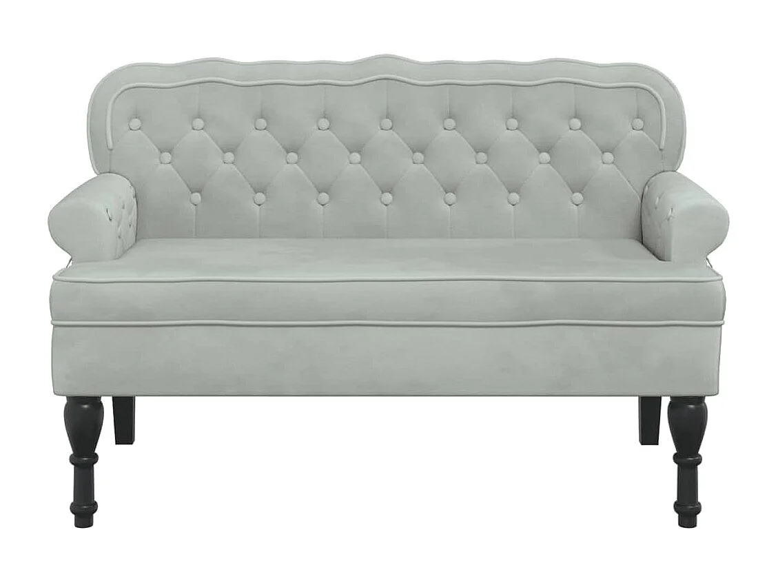 Banc avec dossier gris clair 119,5x64,5x75 cm velours