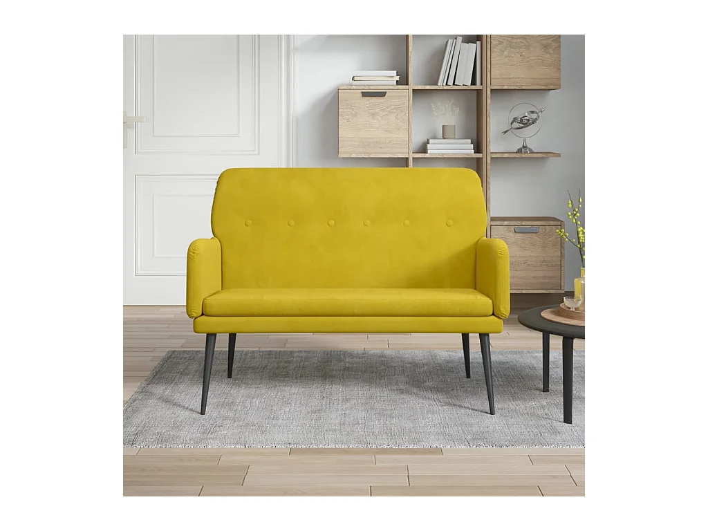 Banc Jaune 108x79x79 cm Velours