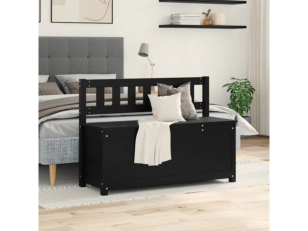 Banc Noir 110x41x76,5 cm Bois de pin massif