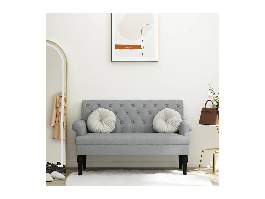Bank met lichtgrijze rugleuning 120x62x75,5 cm stof