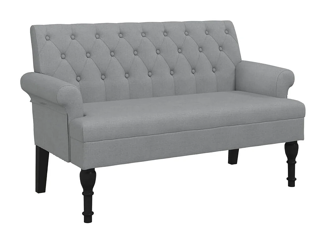 Banc avec dossier gris clair 120x62x75,5 cm tissu
