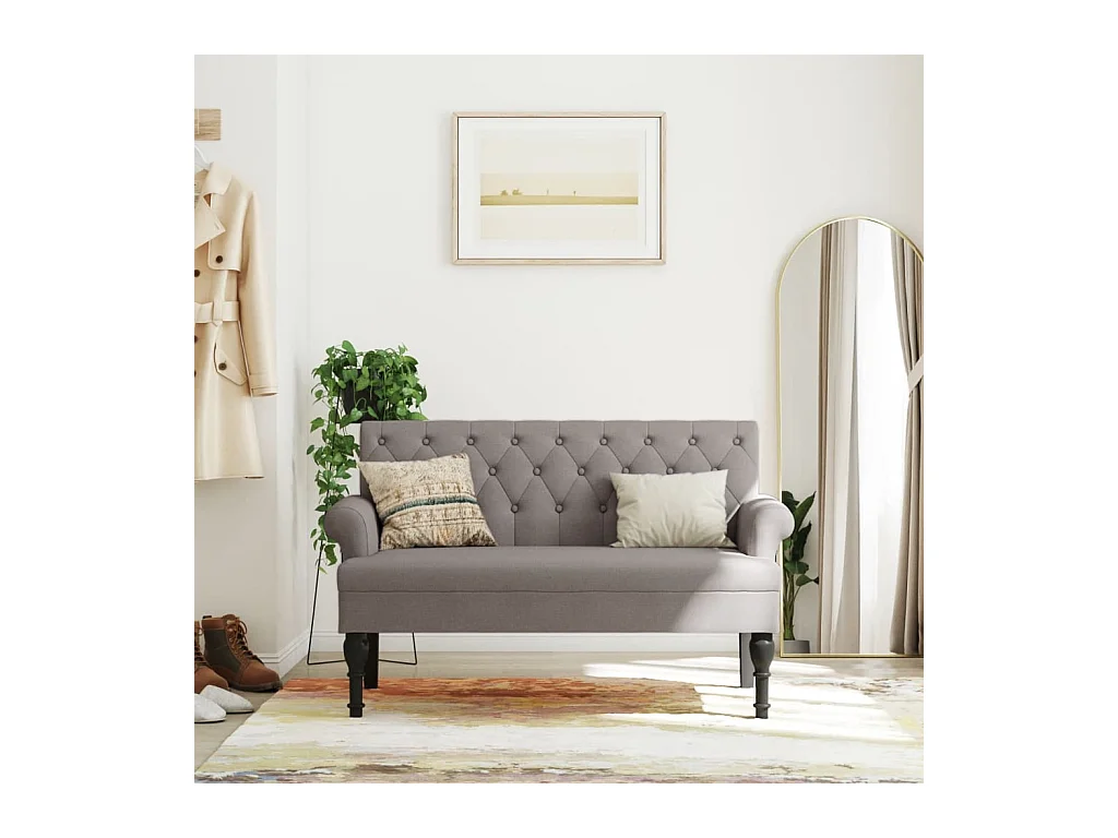 Banco com encosto cinza 120x62x75,5 cm tecido