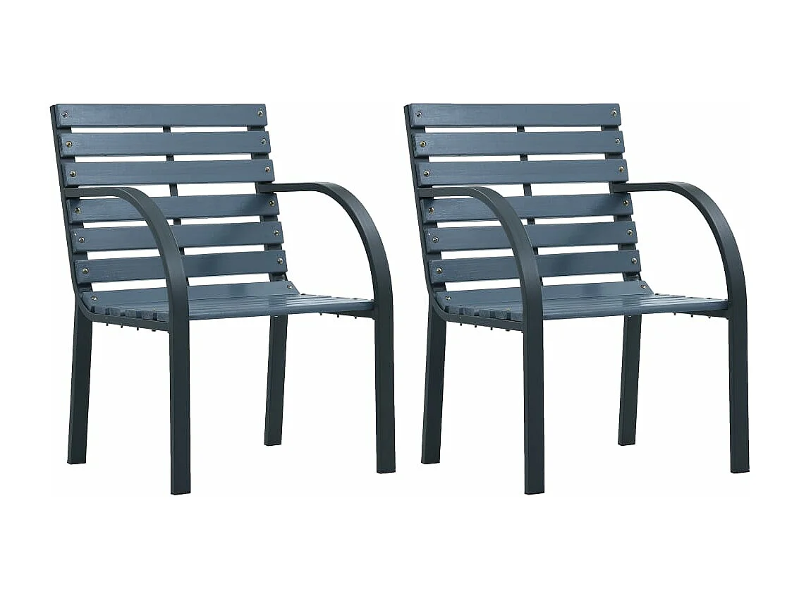Chaises de jardin lot de 2 sapin massif acier enduit de poudre